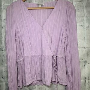 American Eagle Outfitters Lavender Wrap Peplum Tunic